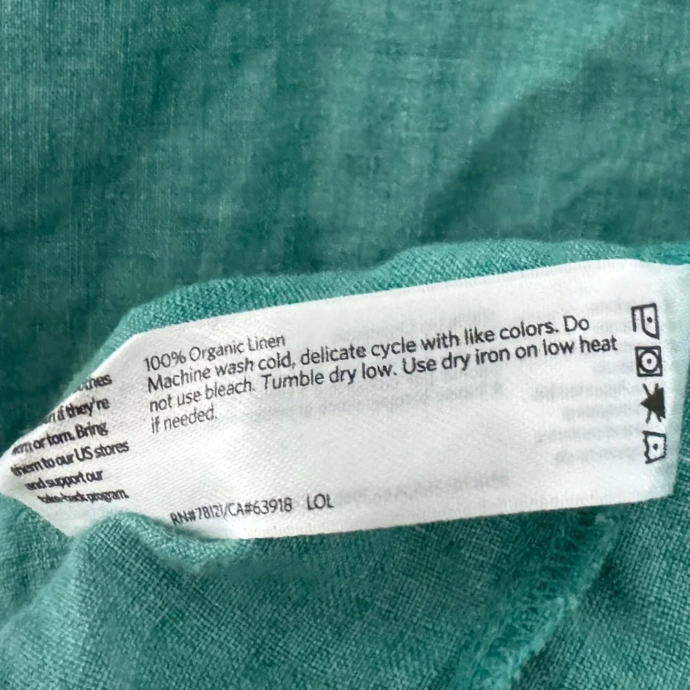 Eileen Fisher Delave Linen Top Large Green Boxy Relaxed Lagenlook Minimalist - Picture 11 of 12